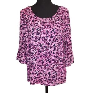 Michael Kors Floral Top with Ruffle Sleeves